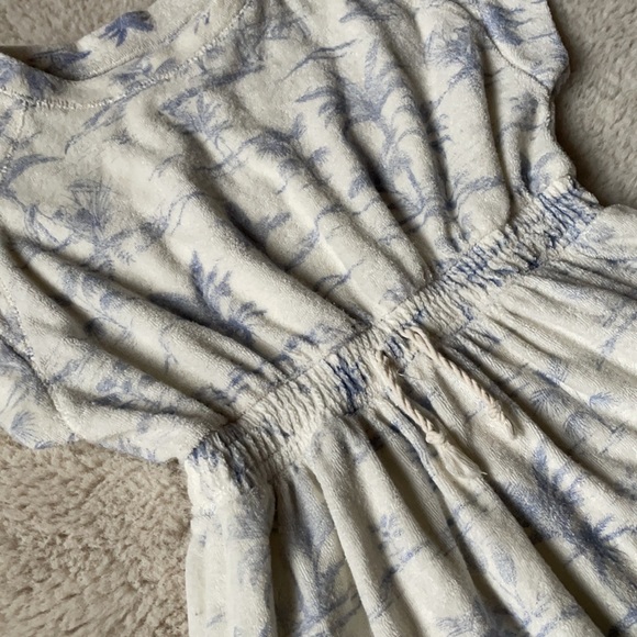 Zara | White & Blue Palm Tree Print Terry Cloth Dress | 7 - Picture 3 of 9